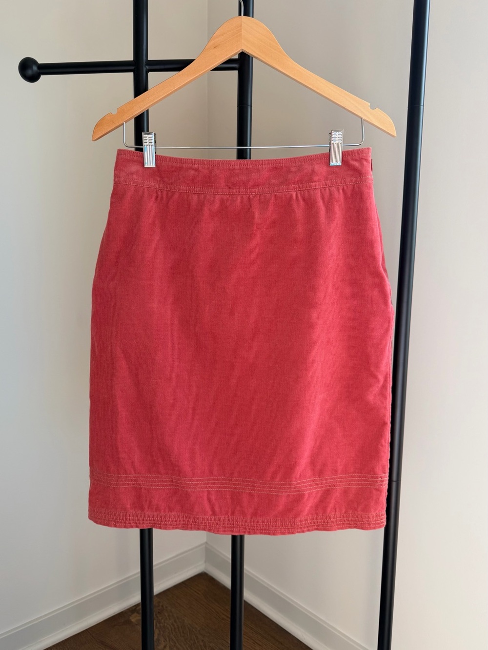 Boden Fancy Hem Corduroy Pencil Skirt Dusty Red Coral 100% Cotton 6L